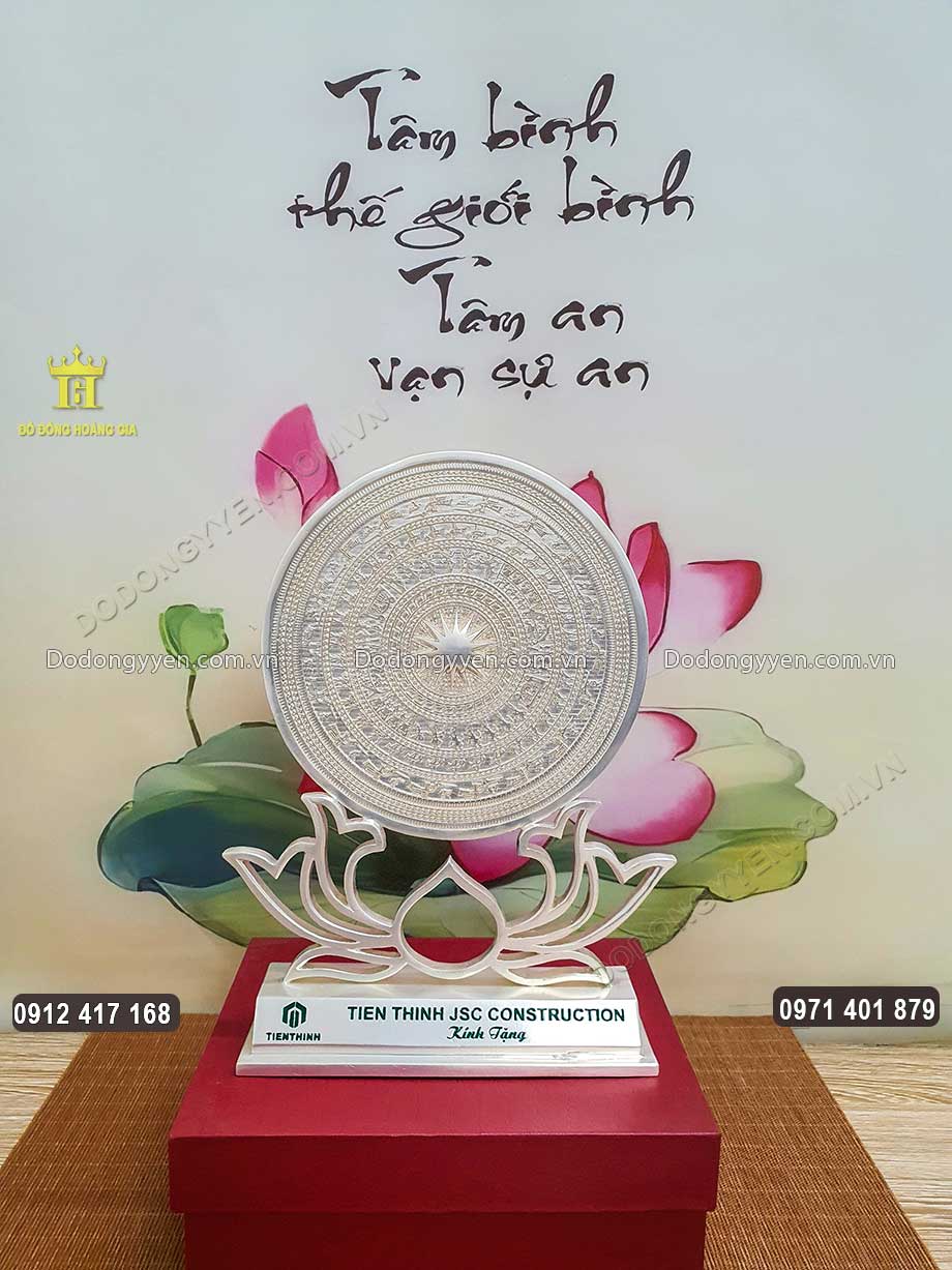 Mặt Trống Đồng Đế Hoa Sen Mạ Bạc 925 Hàng Đặt
