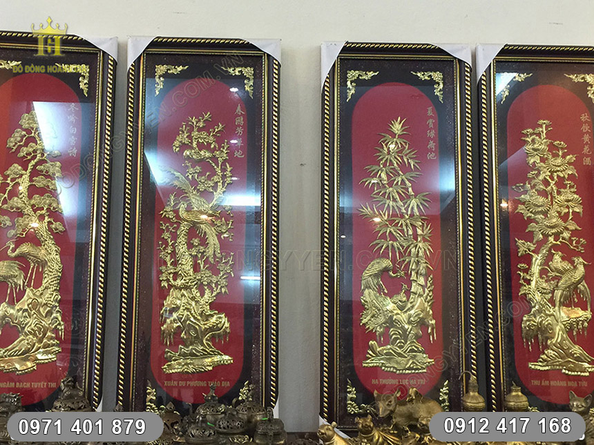 bộ tứ qu&yacute; nền đỏ
