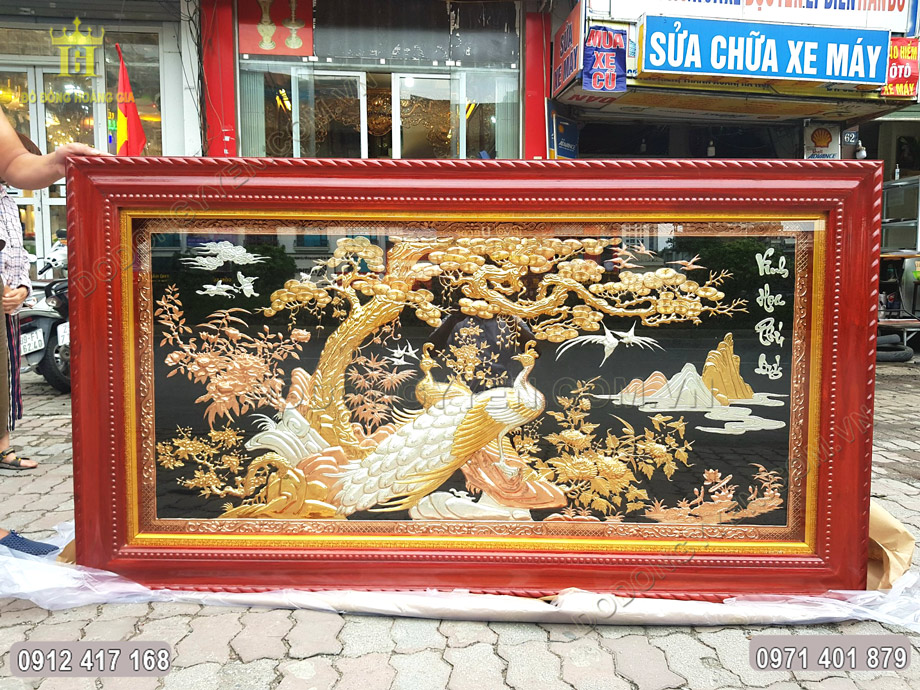 Bức tranh đồng vinh hoa ph&uacute; qu&yacute; được nghệ nh&acirc;n chế t&aacute;c v&ocirc; c&ugrave;ng tinh xảo 