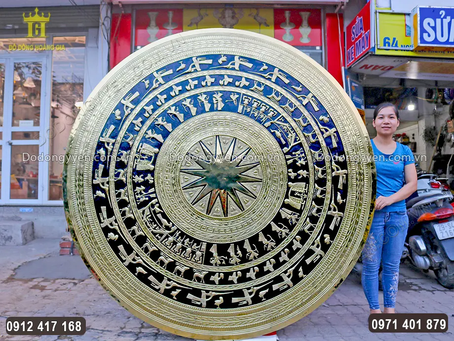 Mặt Trống Đồng Treo Tường G&ograve; Thủ C&ocirc;ng Cỡ Lớn 2M17