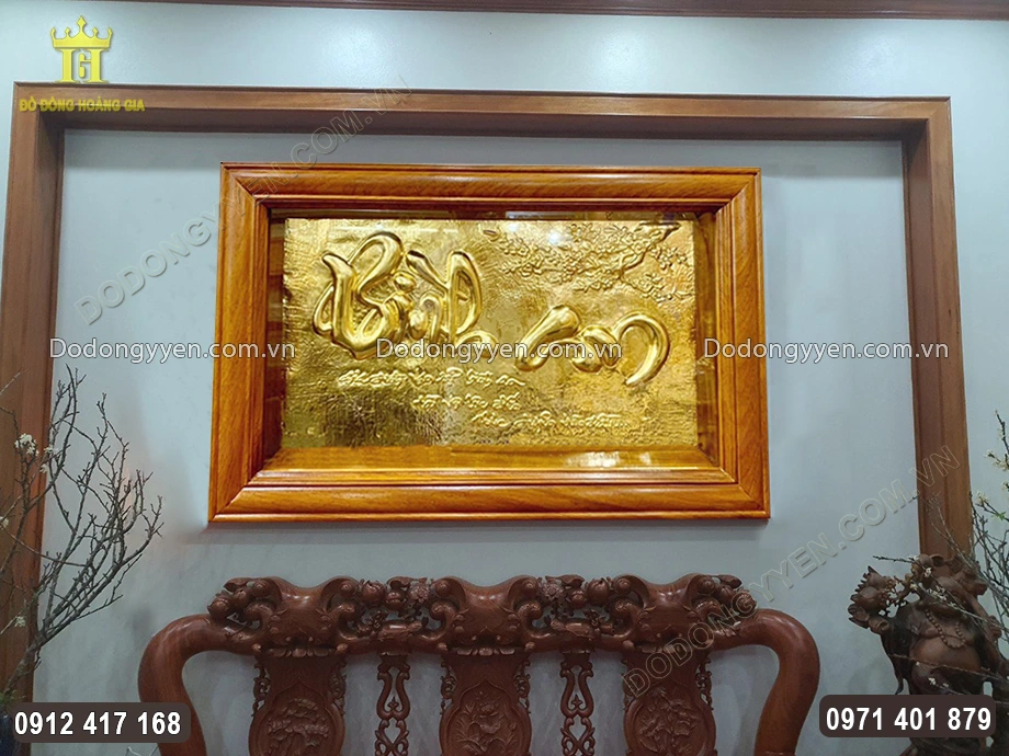 Tranh Chữ Bình An Thếp Vàng 9999