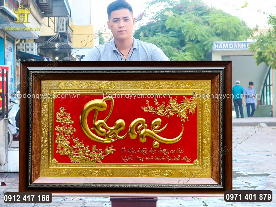 Tranh Chữ Cha Mẹ Bằng Đồng D&aacute;t V&agrave;ng 9999 1M27