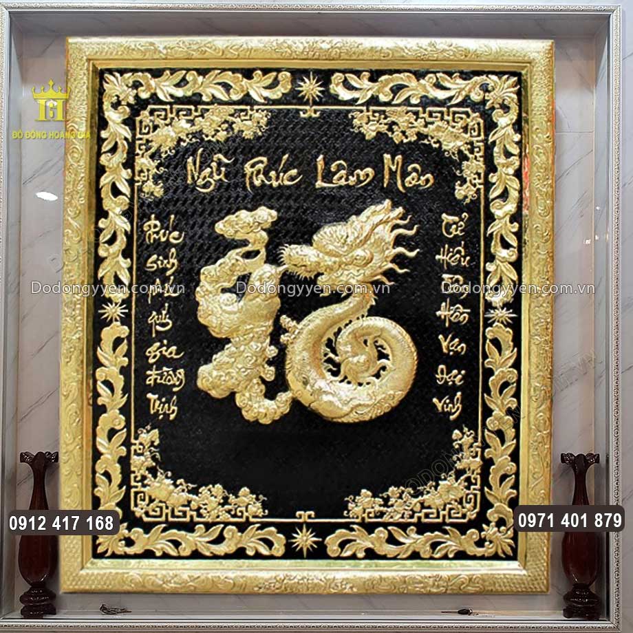 Tranh Chữ Phúc Hóa Long Phụng Liền Đồng Vàng Hàng Đặt