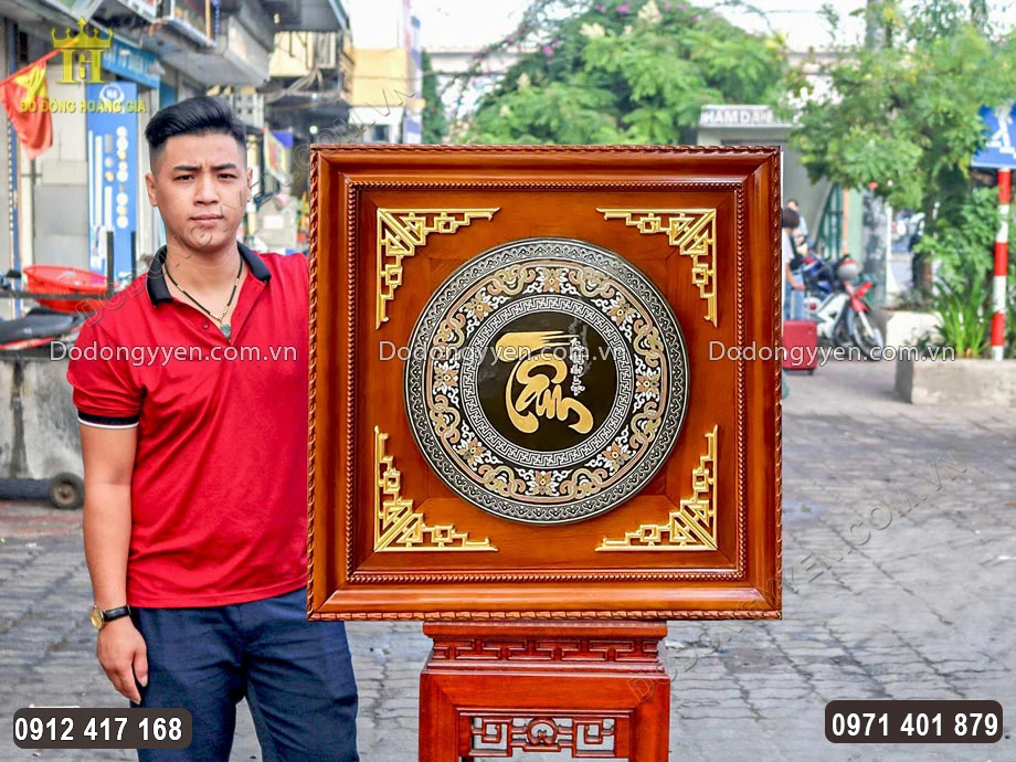 Tranh Chữ T&acirc;m Thư Ph&aacute;p Bằng Đồng Khảm Ngũ Sắc Tuyệt Đẹp