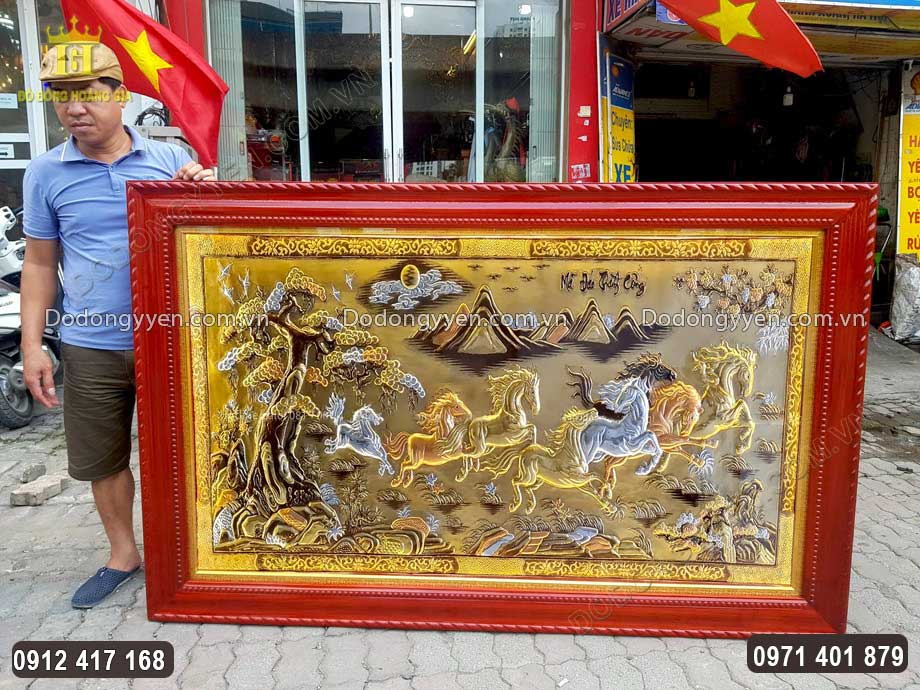 Tranh Đồng Mã Đáo Thành Công Mạ Vàng Mạ Bạc Cao Cấp
