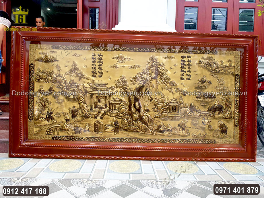 Tranh Đồng Quê Bằng Đồng Hun Màu Giả Cổ 2M3