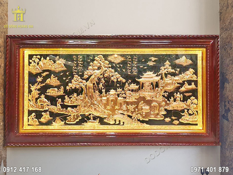 Bức tranh đồng qu&ecirc; được chế t&aacute;c ho&agrave;n to&agrave;n từ nguy&ecirc;n liệu đồng đỏ