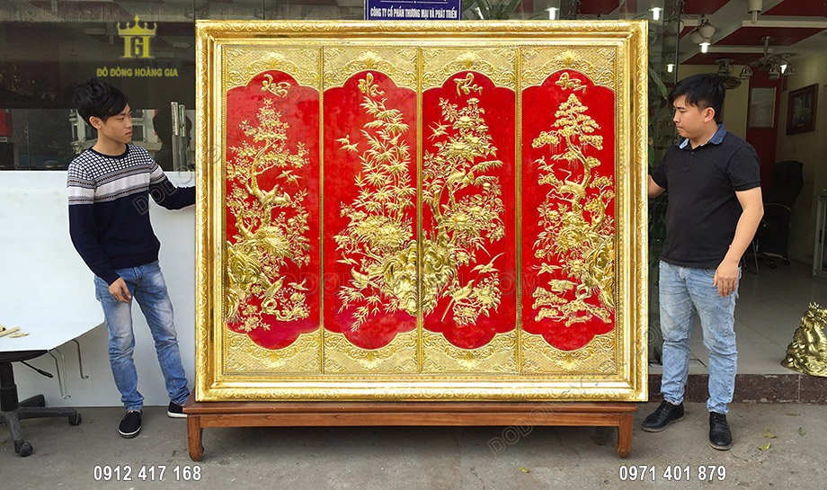 tranh đồng t&ugrave;ng c&uacute;c tr&uacute;c mai