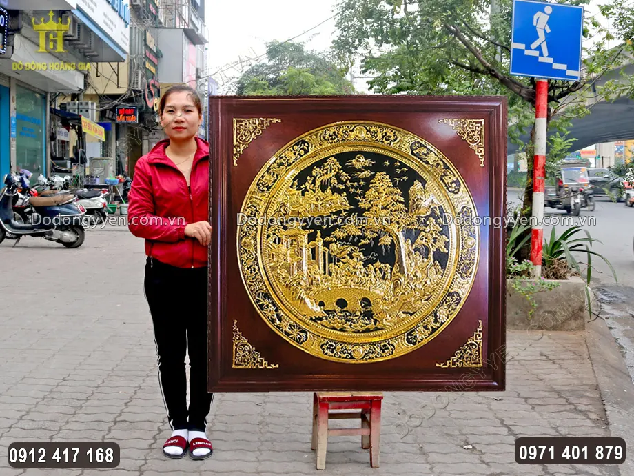 Tranh Mâm Đồng Vinh Quy Bái Tổ Mạ Vàng 24K Cao Cấp
