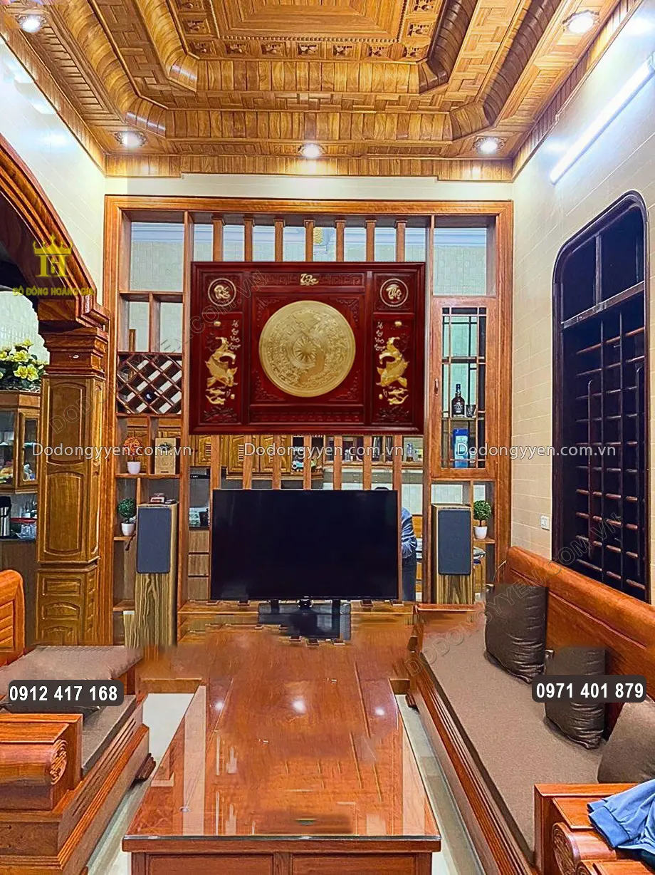 Tranh Mặt Trống Đồng C&aacute; Ch&eacute;p Ph&uacute;c Lộc Thọ D&aacute;t V&agrave;ng 9999