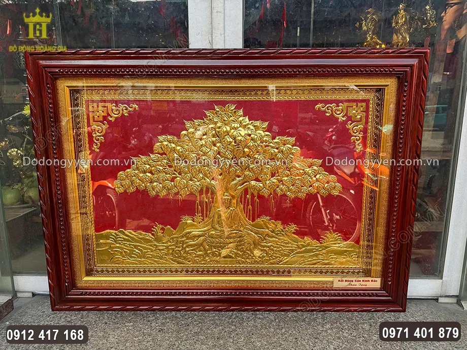 Tranh Phật Th&iacute;ch Ca Ngồi Gốc Bồ Đề D&aacute;t V&agrave;ng 9999