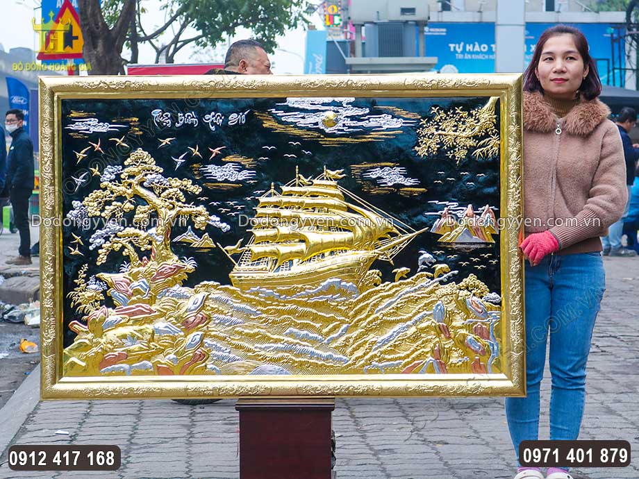 Tranh Thuận Buồm Xuôi Gió Mạ Tam Khí Khung Liền Đồng