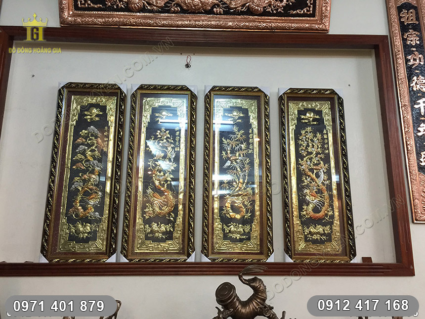 tranh tứ qu&yacute; h&oacute;a rồng 1m