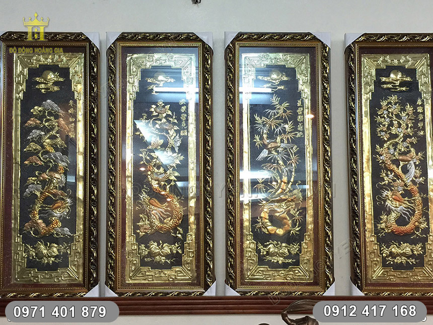 tranh tứ qu&yacute; h&oacute;a rồng 1m