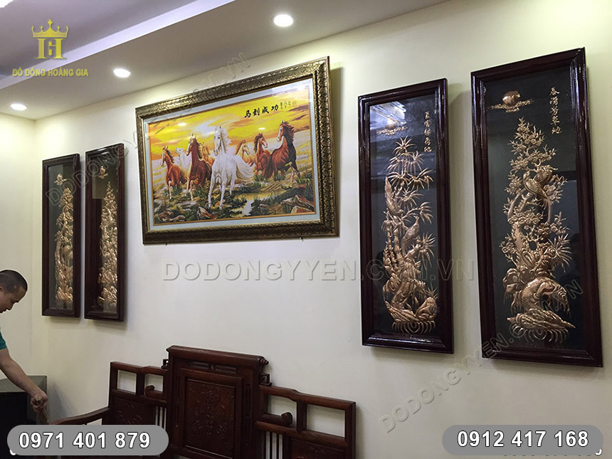 tranh tứ qu&yacute; đồng đỏ