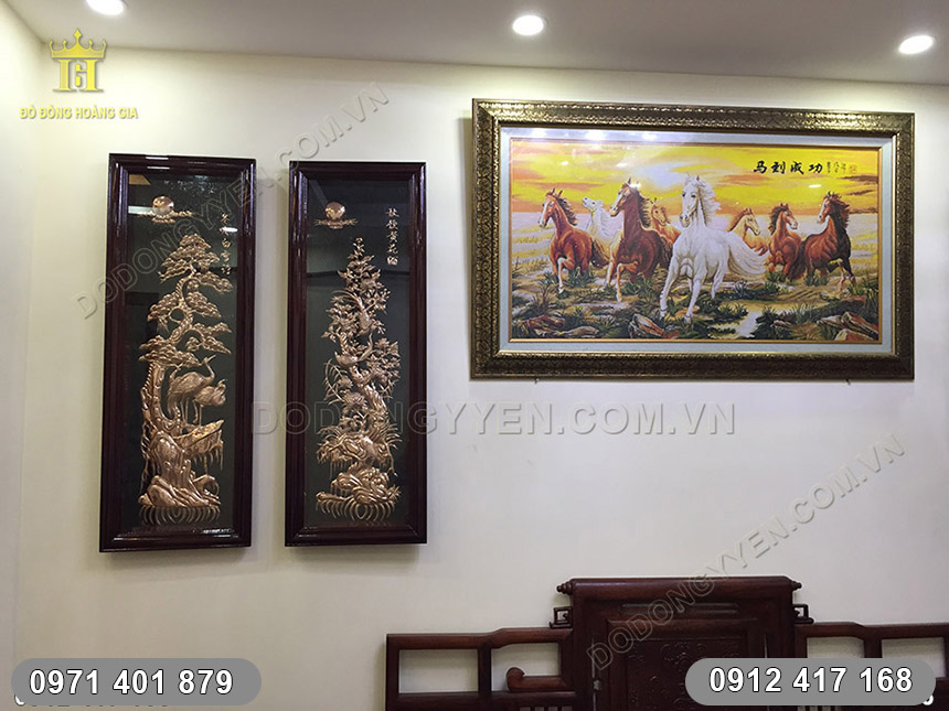 tranh tứ qu&yacute; đồng đỏ