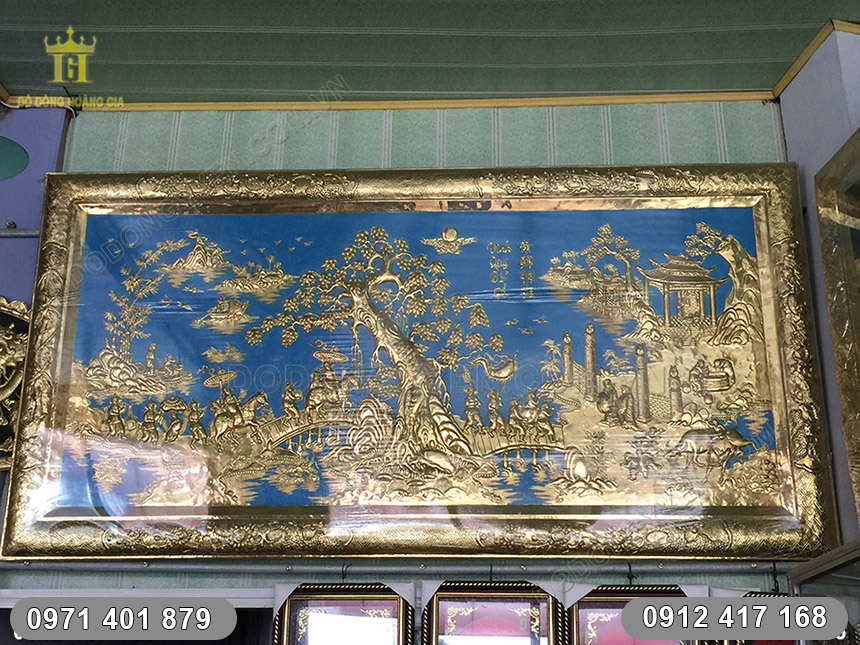 tranh vinh quy b&aacute;i tổ khung đồng