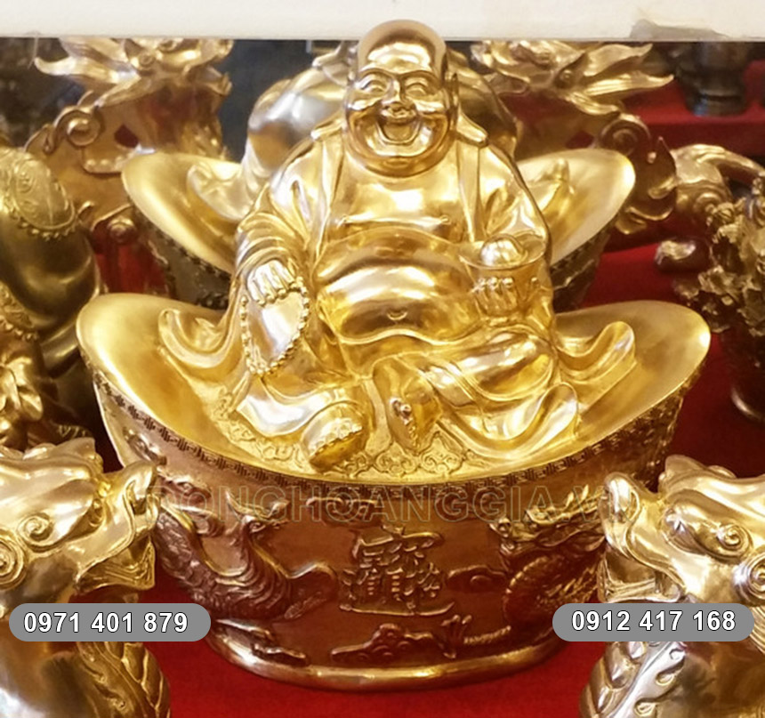 Tương Phật Di Lặc ngồi trên đĩnh vàng Tượng đồng Phật Di lặc