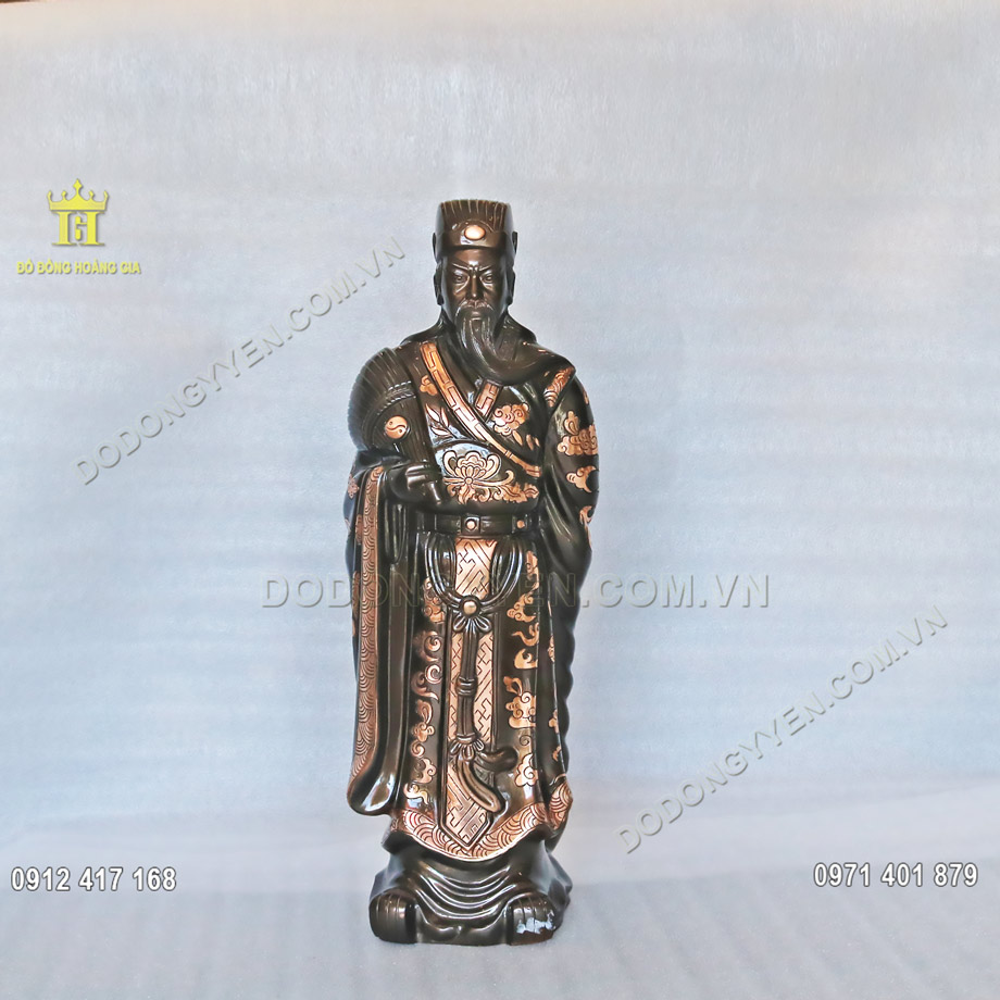 Pho tượng đồng Khổng Minh đồng đỏ làm màu