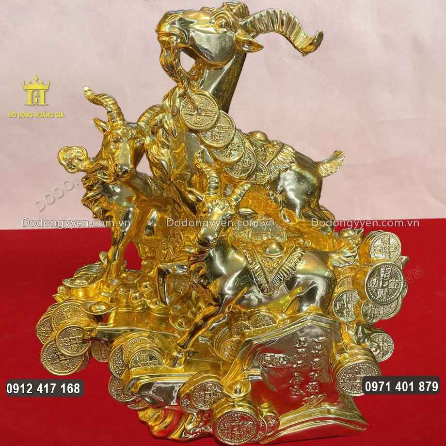 Tượng Tam Dương Khai Th&aacute;i D&aacute;t V&agrave;ng 24K