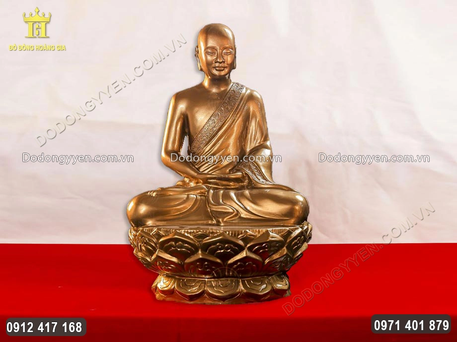 Đ&uacute;c Tượng Đồng Phật Ho&agrave;ng Trần Nh&acirc;n T&ocirc;ng Bằng Đồng Đỏ