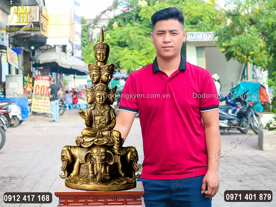 T&ocirc;n Tượng Thập Phương Phổ Hiền Bồ T&aacute;t Bằng Đồng V&agrave;ng