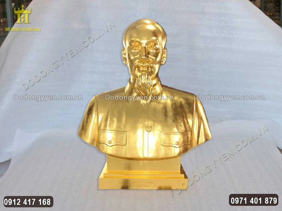 Tượng B&aacute;n Th&acirc;n B&aacute;c Hồ Mạ V&agrave;ng 24K Cao 70Cm
