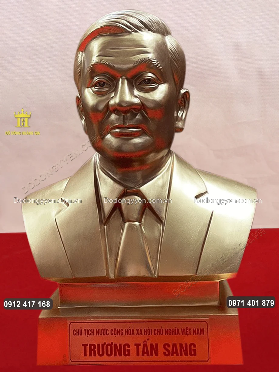 Tượng Chủ Tịch Nước Trương Tấn Sang Bằng Đồng Đỏ Cao 42Cm