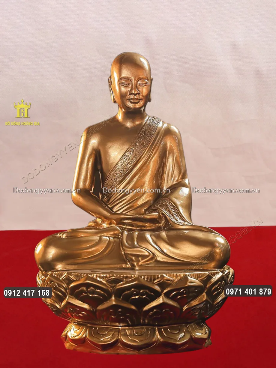 Tượng Phật Hoàng Trần Nhân Tông Ngồi Đài Sen Cao 50Cm