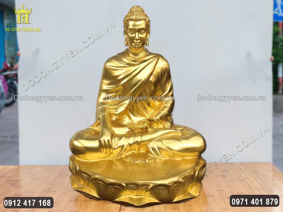 Tượng Phật Thích Ca Mâu Ni Bằng Đồng Dát Vàng 9999 61Cm