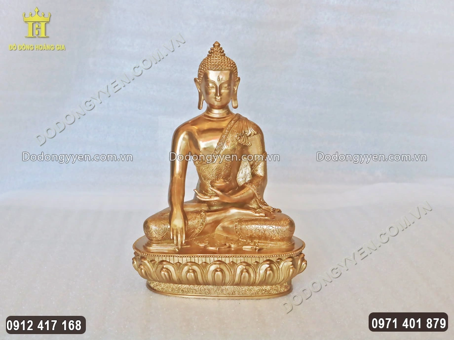 Tượng Phật Th&iacute;ch Ca M&acirc;u Ni Bằng Đồng Đỏ Cao 35Cm