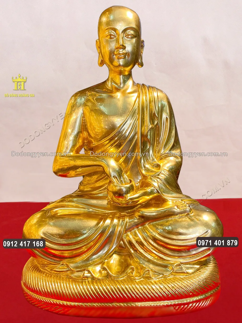 Tượng Th&aacute;nh Tăng Sivali D&aacute;t V&agrave;ng 24K Cao 29Cm